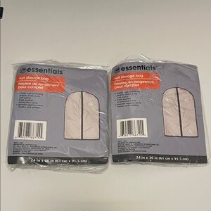 Essentials Suit Storage Bag x 2 Holds Suit Including Jacket, Shirt and Pants
